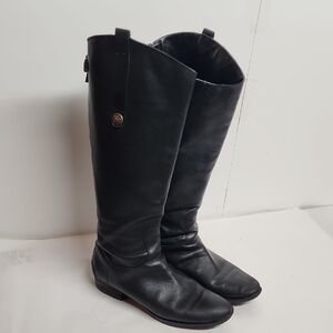 Sam Edelman Penny Black  9.5 Soft Leather Goth Minimalist Knee-High Riding Boots